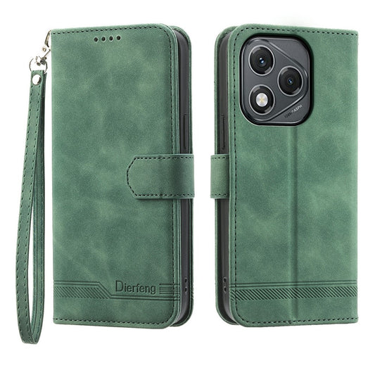 Honor 400 Lite 5G Handyhülle – DIERFENG DF-03 Lines Impressum Brieftasche Leder