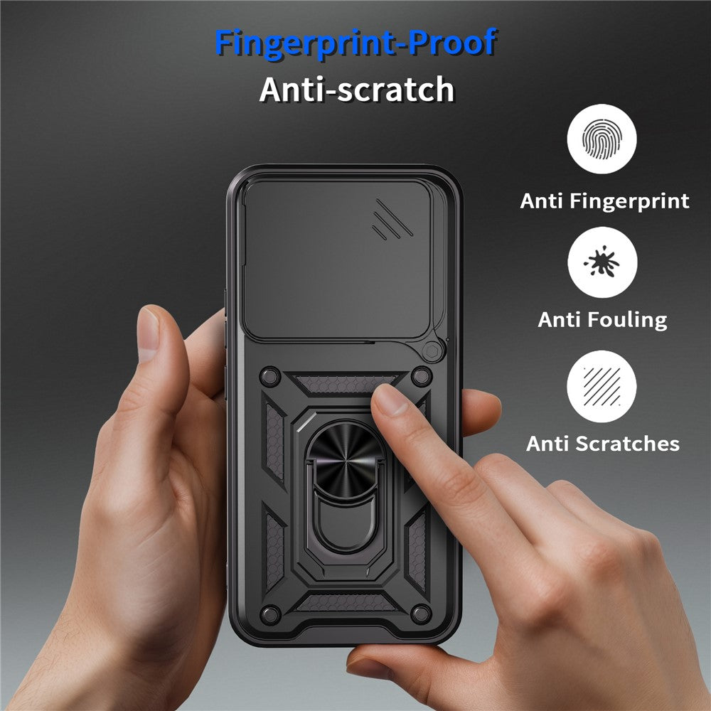 For Honor 400 5G (Global) Case with Slide Camera Lid PC + TPU Kickstand Phone Cover