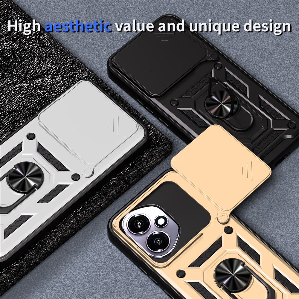 For Honor 400 5G (Global) Case with Slide Camera Lid PC + TPU Kickstand Phone Cover