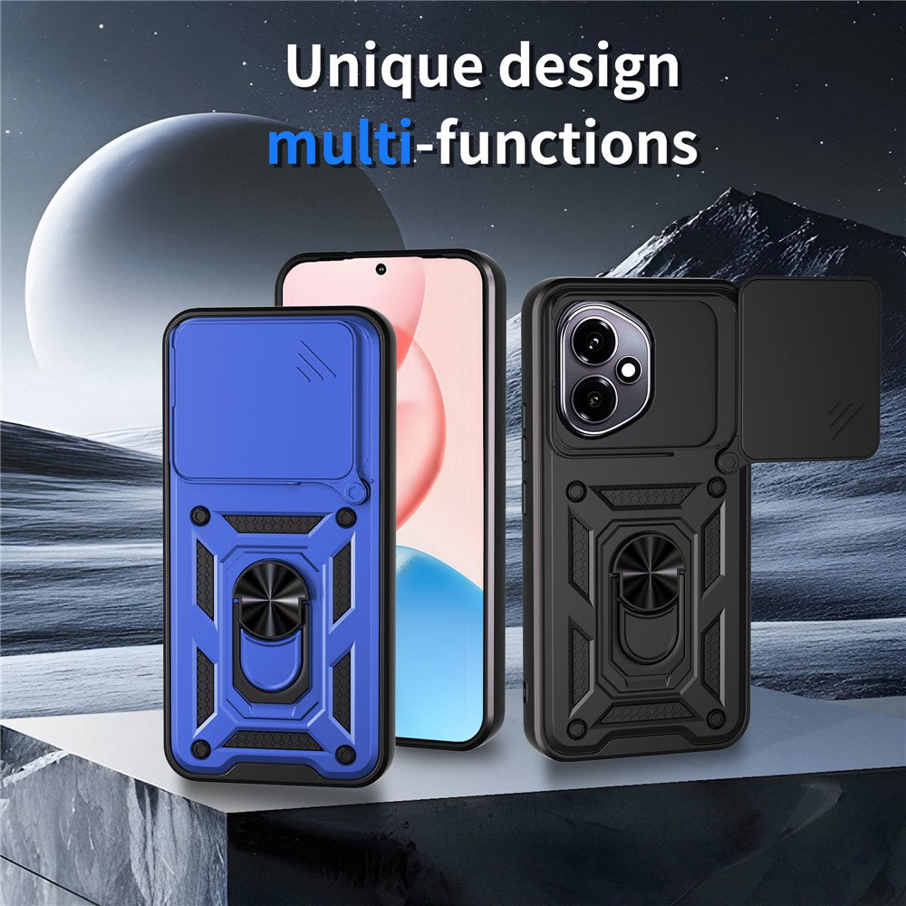 For Honor 400 5G (Global) Case with Slide Camera Lid PC + TPU Kickstand Phone Cover