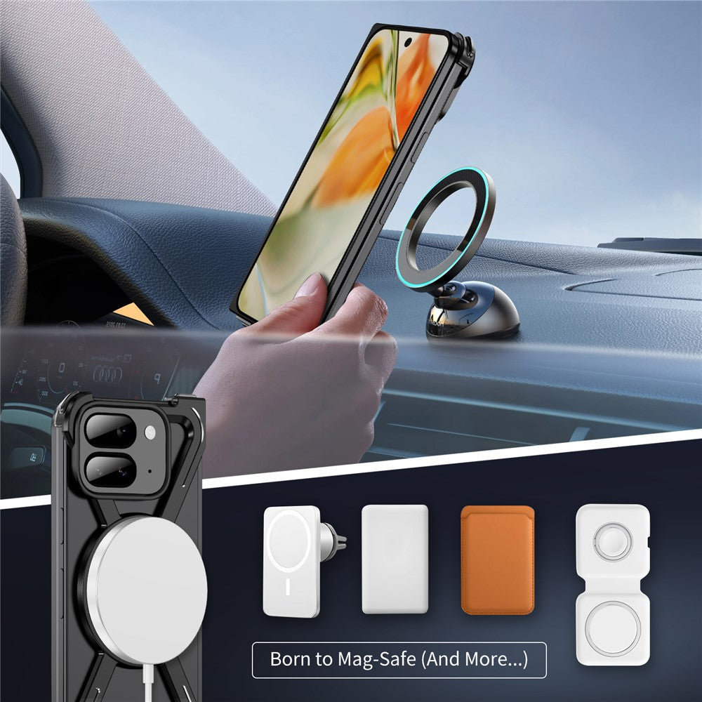 Pixel 9 Pro Fold 5G Bumper-Hülle – Mit rahmenloser Metallrahmenabdeckung & MagSafe-Ständer