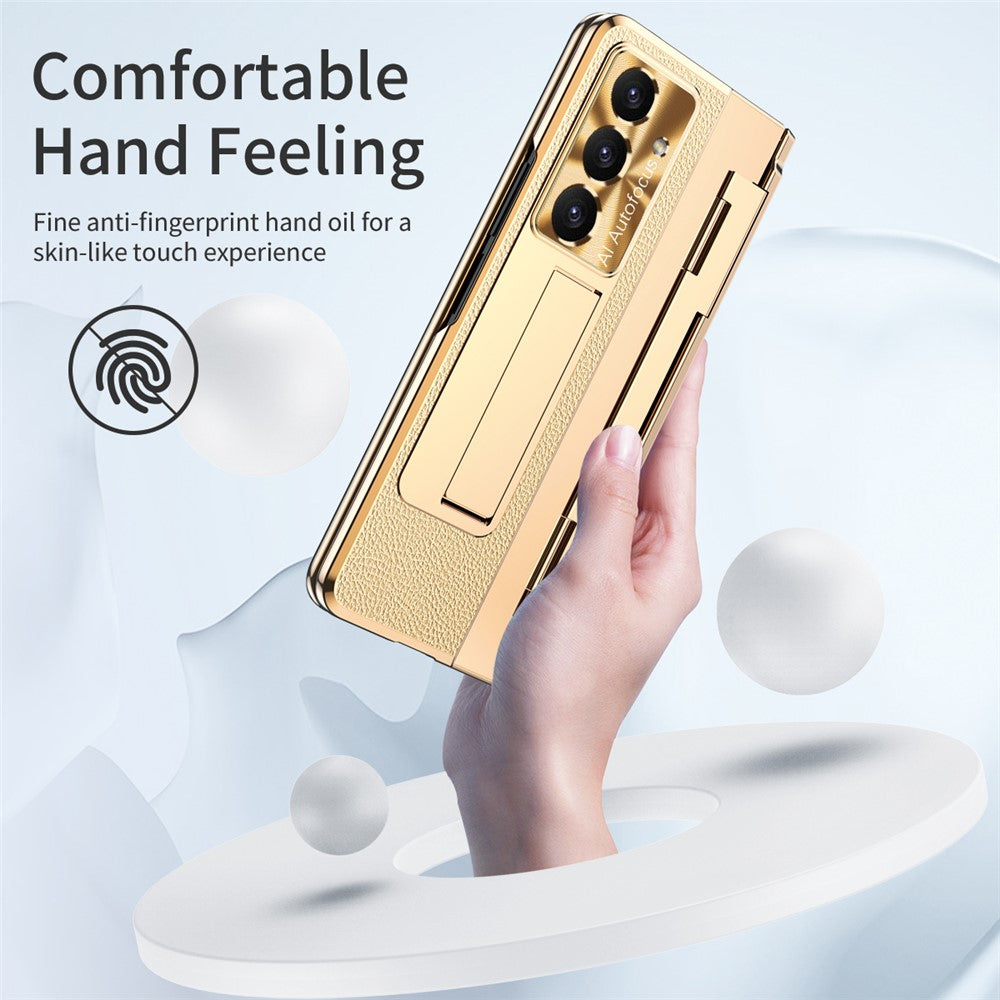 Galaxy Z Fold7 Lederhülle mit Ständer – Mit Panzerglas & Stylus-Halterung