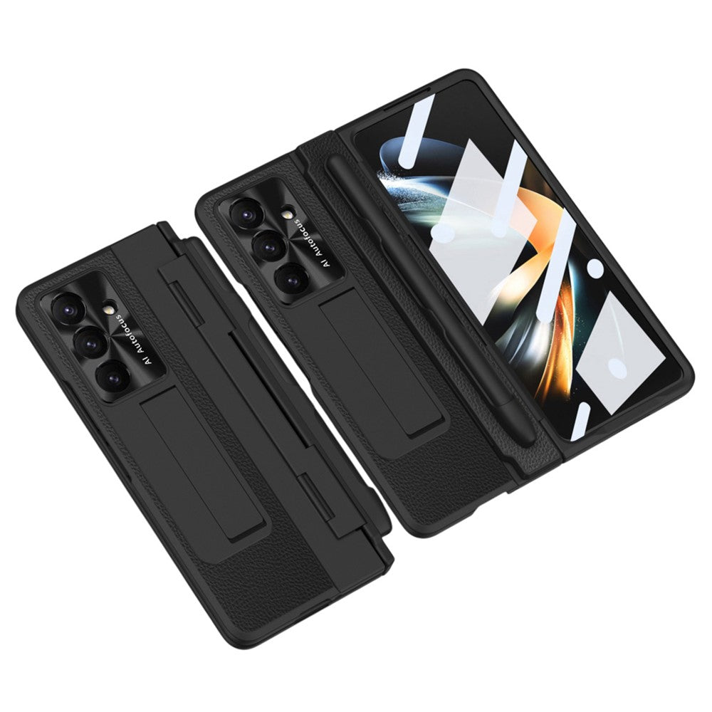 Galaxy Z Fold7 Lederhülle mit Ständer – Mit Panzerglas & Stylus-Halterung
