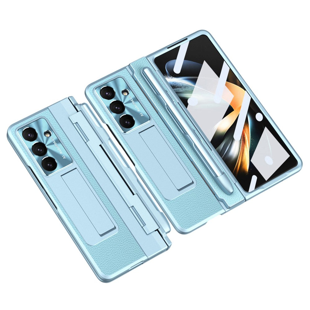 Galaxy Z Fold7 Lederhülle mit Ständer – Mit Panzerglas & Stylus-Halterung