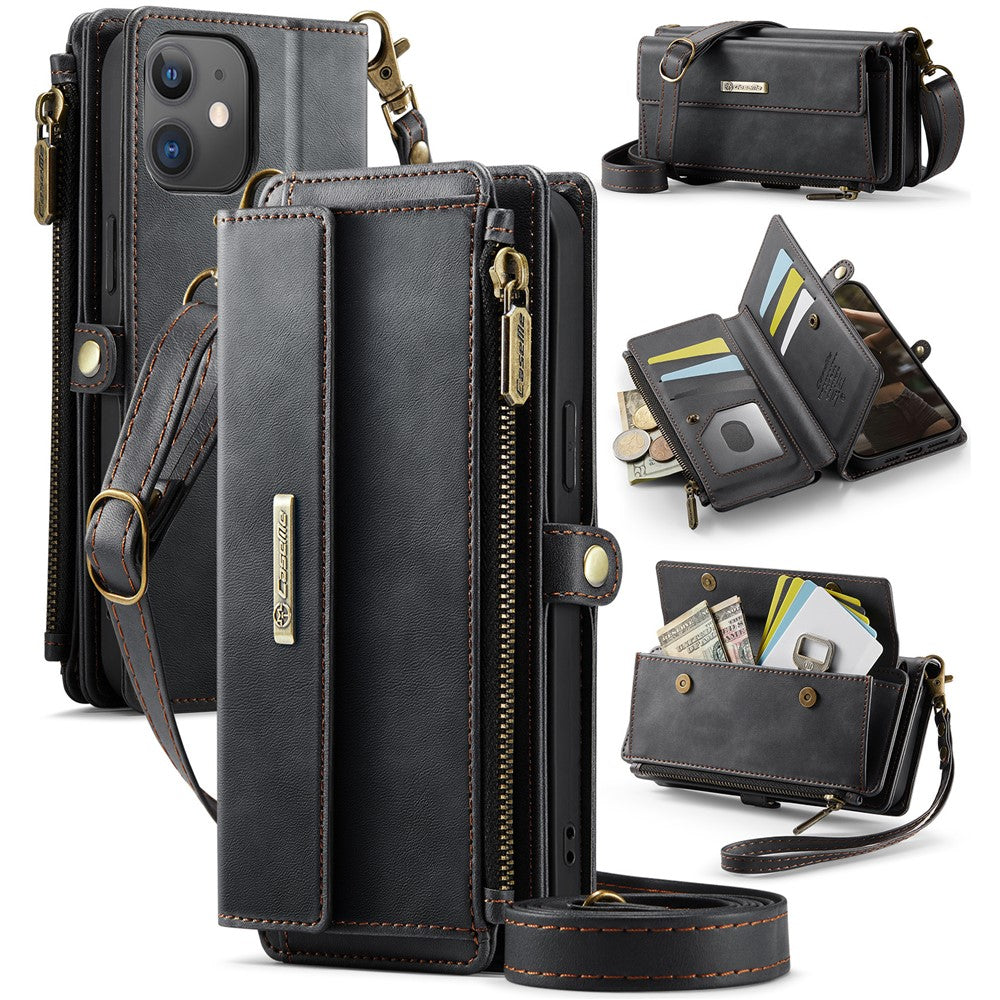 iPhone 12 mini Wallet-Hülle – Mit RFID-blockierende Reißverschluss-Brieftasche, Ständer & Riemen