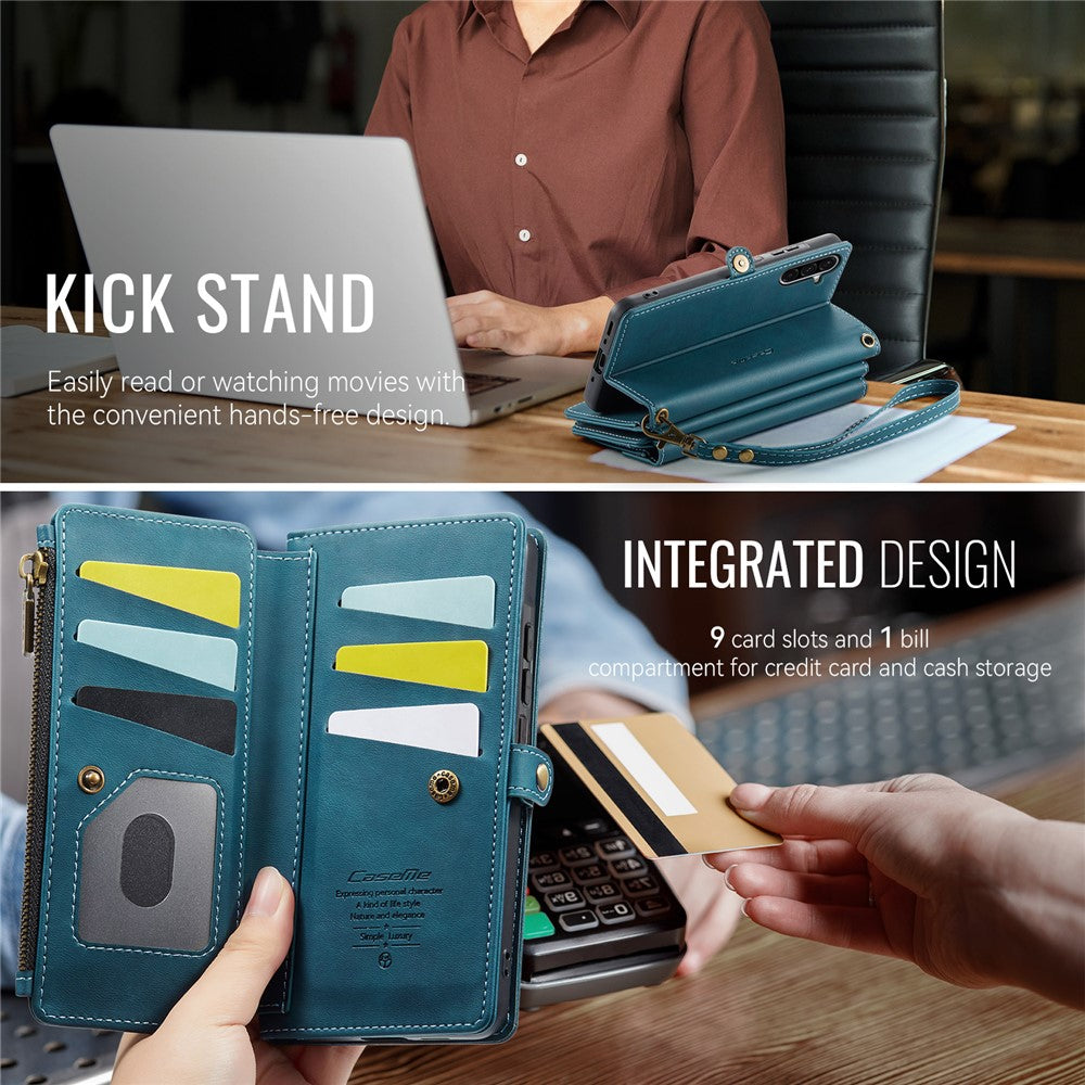 Galaxy A56 5G Wallet-Hülle – Mit RFID-blockierende Reißverschluss-Brieftasche, Ständer & Riemen
