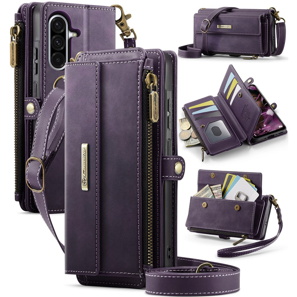 Galaxy A56 5G Wallet-Hülle – Mit RFID-blockierende Reißverschluss-Brieftasche, Ständer & Riemen