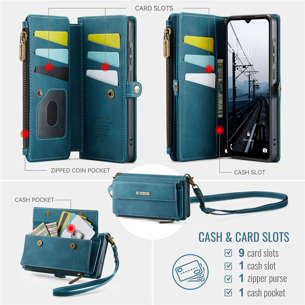 Galaxy A55 5G Wallet-Hülle – Mit RFID-blockierende Reißverschluss-Brieftasche, Ständer & Riemen