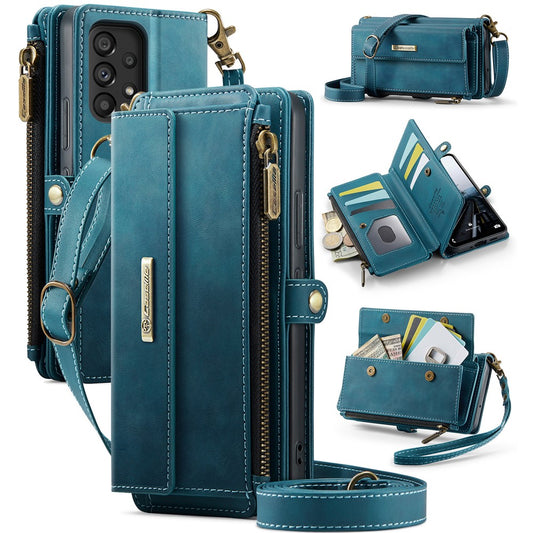 Galaxy A53 5G Wallet-Hülle – Mit RFID-blockierende Reißverschluss-Brieftasche, Ständer & Riemen