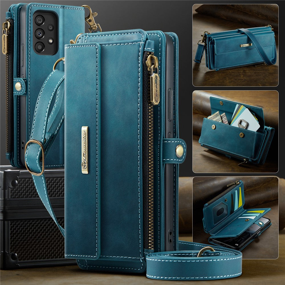 Galaxy A53 5G Wallet-Hülle – Mit RFID-blockierende Reißverschluss-Brieftasche, Ständer & Riemen