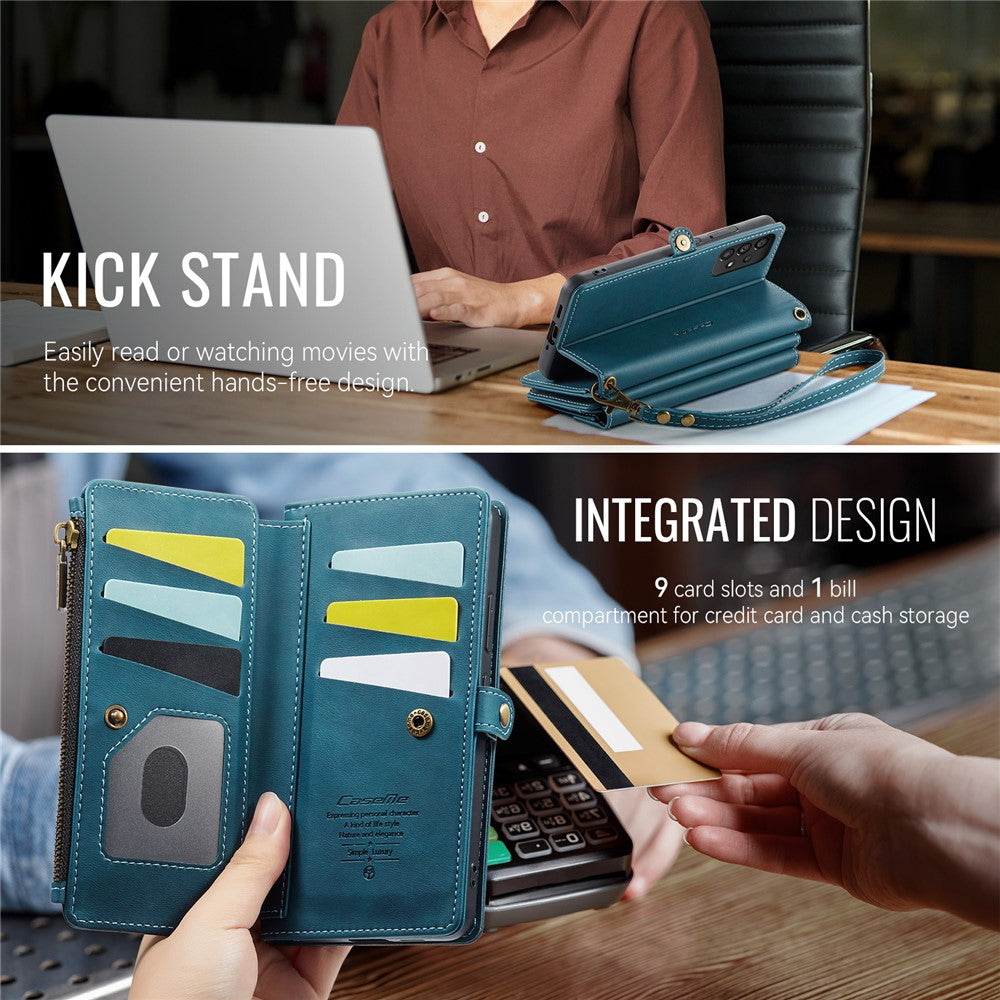 Galaxy A53 5G Wallet-Hülle – Mit RFID-blockierende Reißverschluss-Brieftasche, Ständer & Riemen