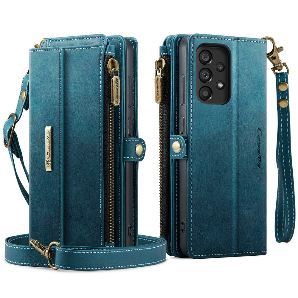 Galaxy A52 5G/4G Wallet-Hülle – Mit RFID-blockierende Reißverschluss-Brieftasche, Ständer & Riemen