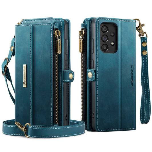 Galaxy A52 5G/4G Wallet-Hülle – Mit RFID-blockierende Reißverschluss-Brieftasche, Ständer & Riemen
