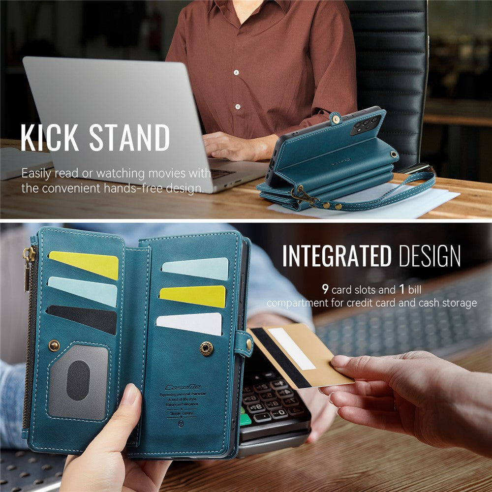 Galaxy A52 5G/4G Wallet-Hülle – Mit RFID-blockierende Reißverschluss-Brieftasche, Ständer & Riemen