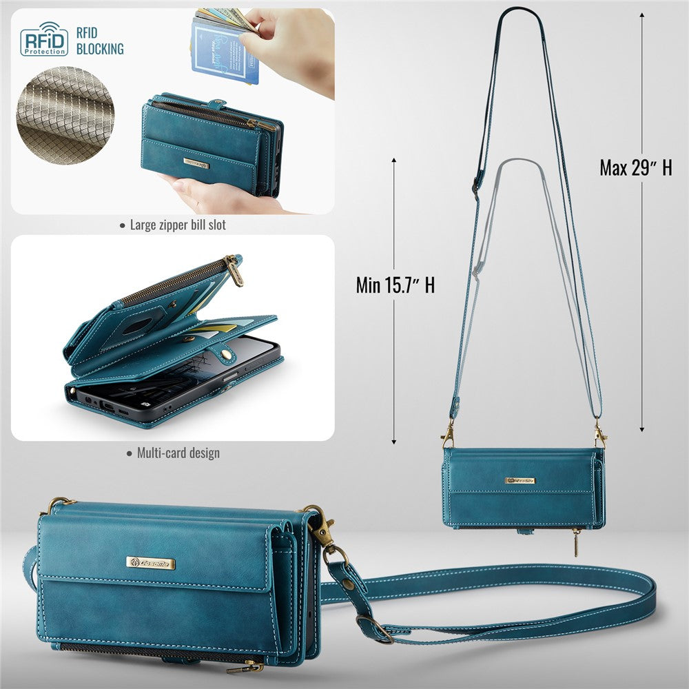 Galaxy A13 5G/4G Wallet-Hülle – Mit RFID-blockierende Reißverschluss-Brieftasche, Ständer & Riemen