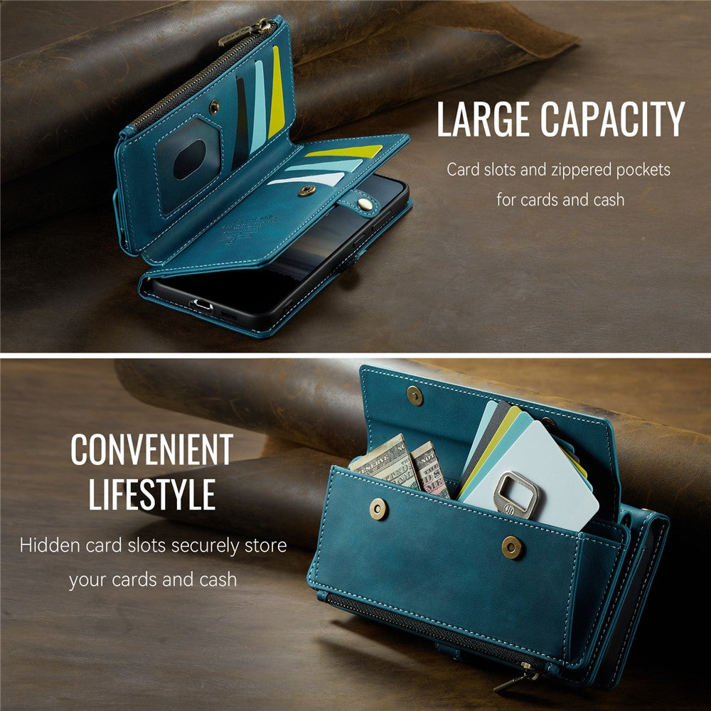 Galaxy S21 FE 5G Wallet-Hülle – Mit RFID-blockierende Reißverschluss-Brieftasche, Ständer & Riemen