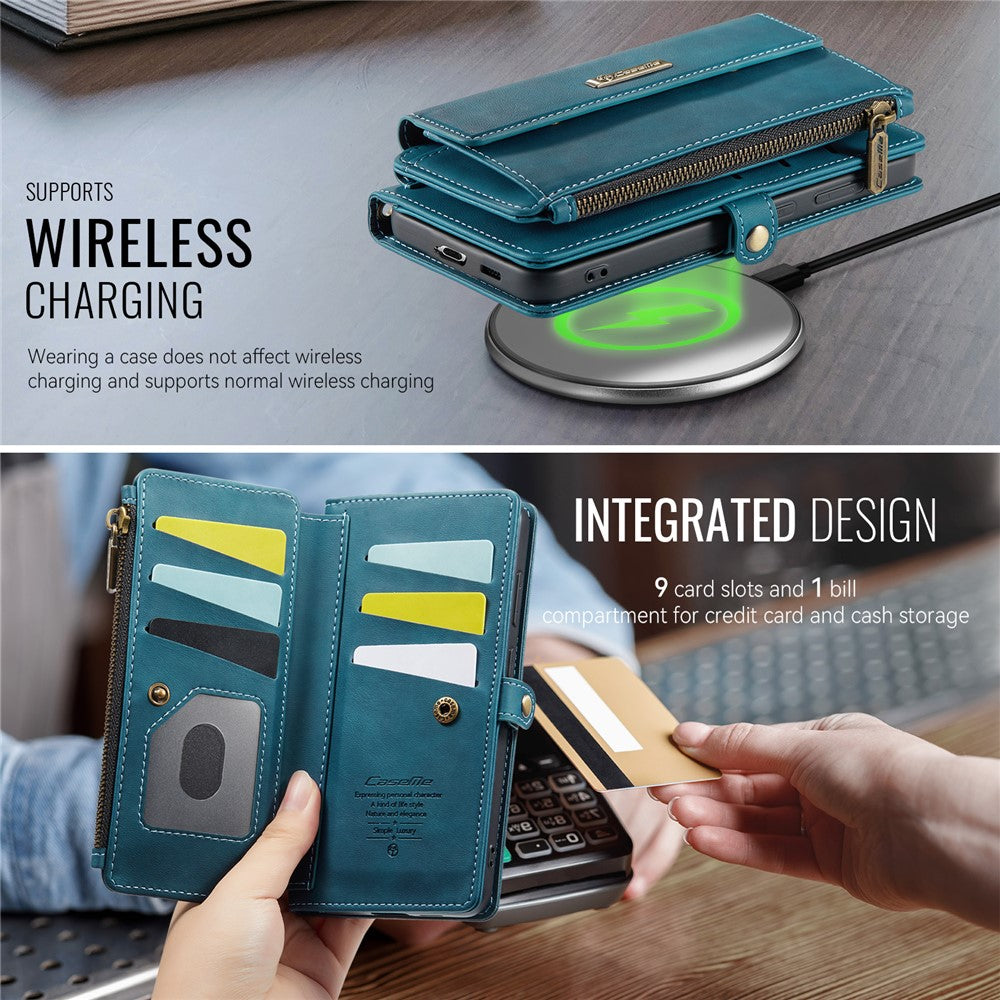 Galaxy S21 Plus 5G Wallet-Hülle – Mit RFID-blockierende Reißverschluss-Brieftasche, Ständer & Riemen