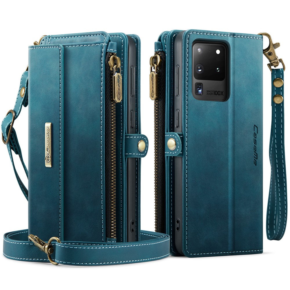 Galaxy S20 Ultra Wallet-Hülle – Mit RFID-blockierende Reißverschluss-Brieftasche, Ständer & Riemen