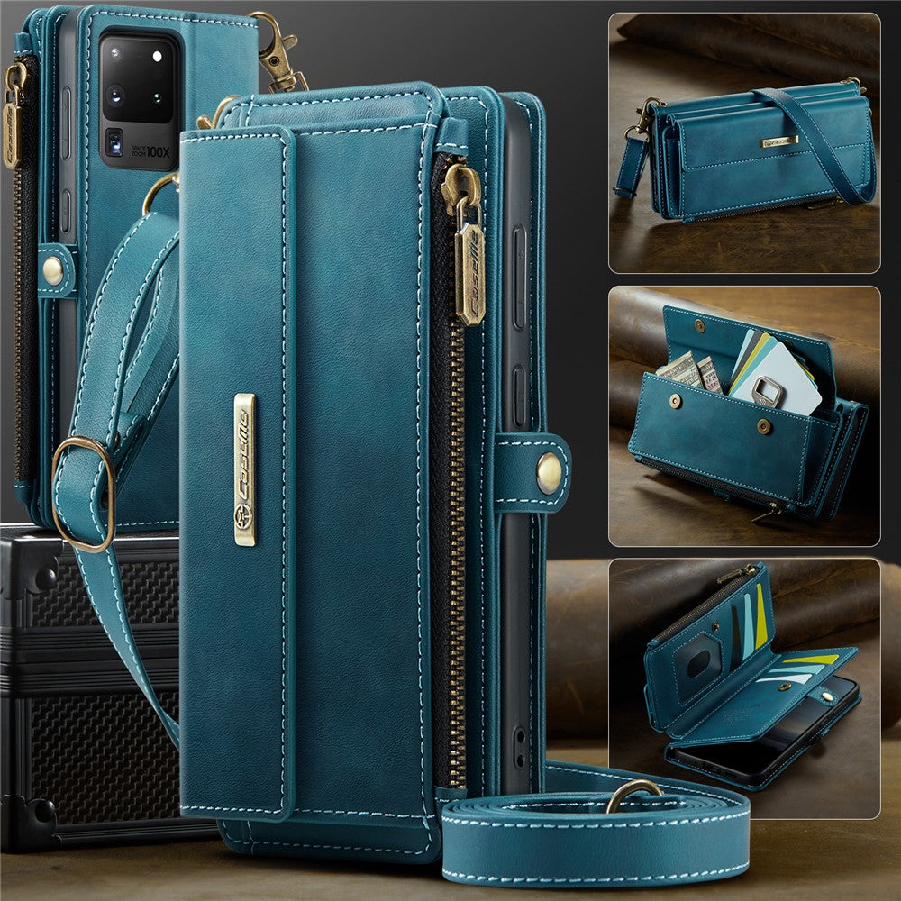 Galaxy S20 Ultra Wallet-Hülle – Mit RFID-blockierende Reißverschluss-Brieftasche, Ständer & Riemen