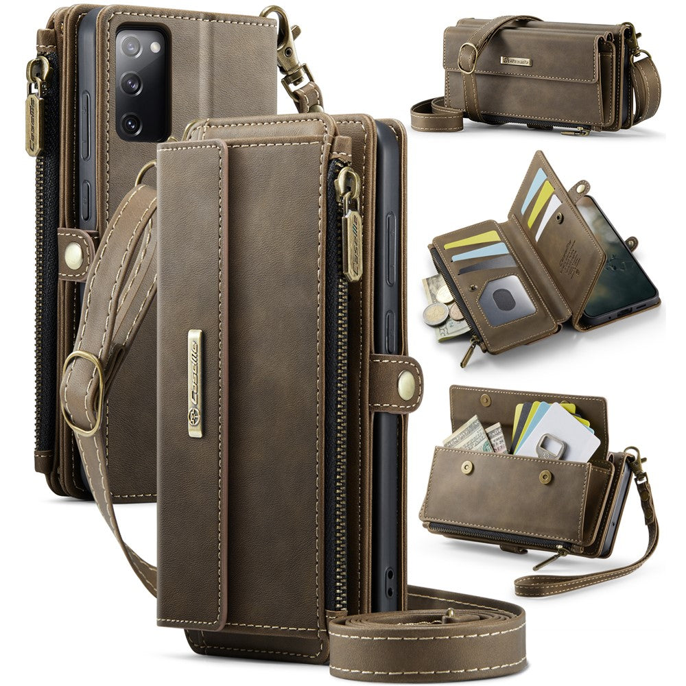 Galaxy S20 FE Wallet-Hülle – Mit RFID-blockierende Reißverschluss-Brieftasche, Ständer & Riemen