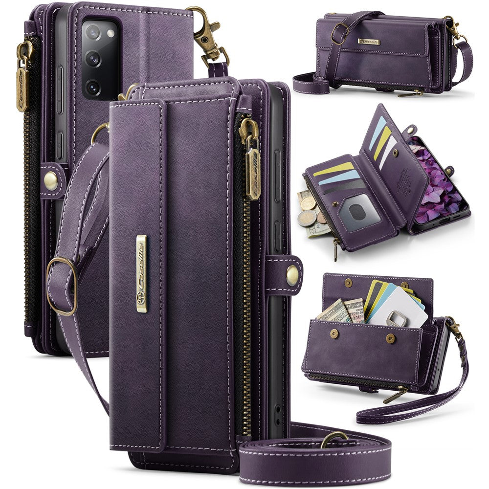 Galaxy S20 FE Wallet-Hülle – Mit RFID-blockierende Reißverschluss-Brieftasche, Ständer & Riemen
