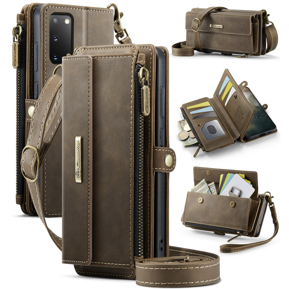 Galaxy S20 4G/5G Wallet-Hülle – Mit RFID-blockierende Reißverschluss-Brieftasche, Ständer & Riemen