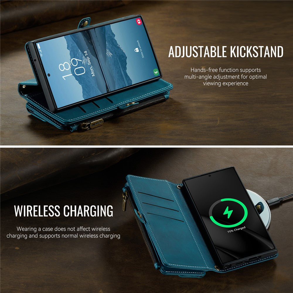 Galaxy S23 Ultra Wallet-Hülle – Mit RFID-blockierende Reißverschluss-Brieftasche, Ständer & Riemen