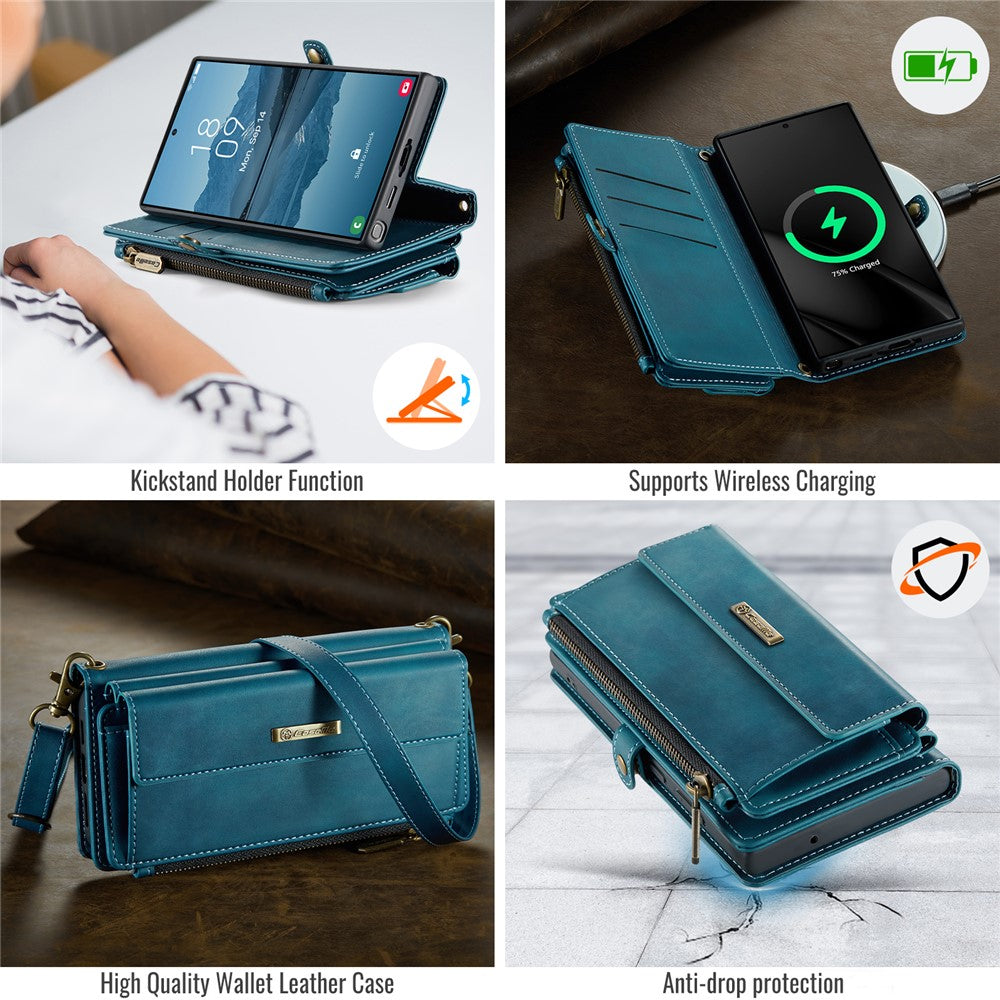 Galaxy S23 Ultra Wallet-Hülle – Mit RFID-blockierende Reißverschluss-Brieftasche, Ständer & Riemen