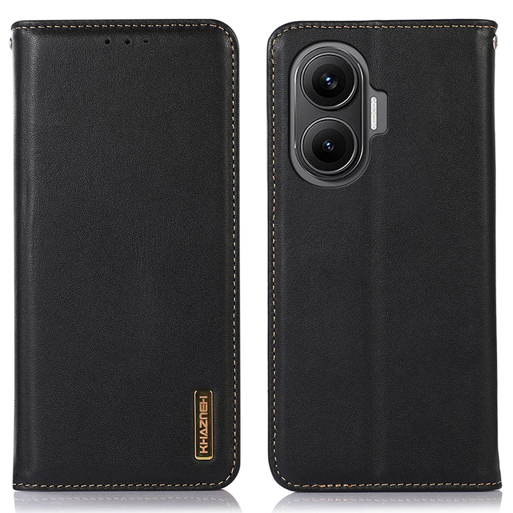 KHAZNEH For Xiaomi Poco F7 5G / Redmi Turbo 4 Pro 5G Case Wallet Genuine Cow Leather Phone Cover Nappa Texture
