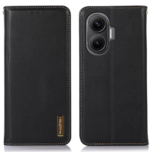 KHAZNEH For Xiaomi Poco F7 5G / Redmi Turbo 4 Pro 5G Case Wallet Genuine Cow Leather Phone Cover Nappa Texture