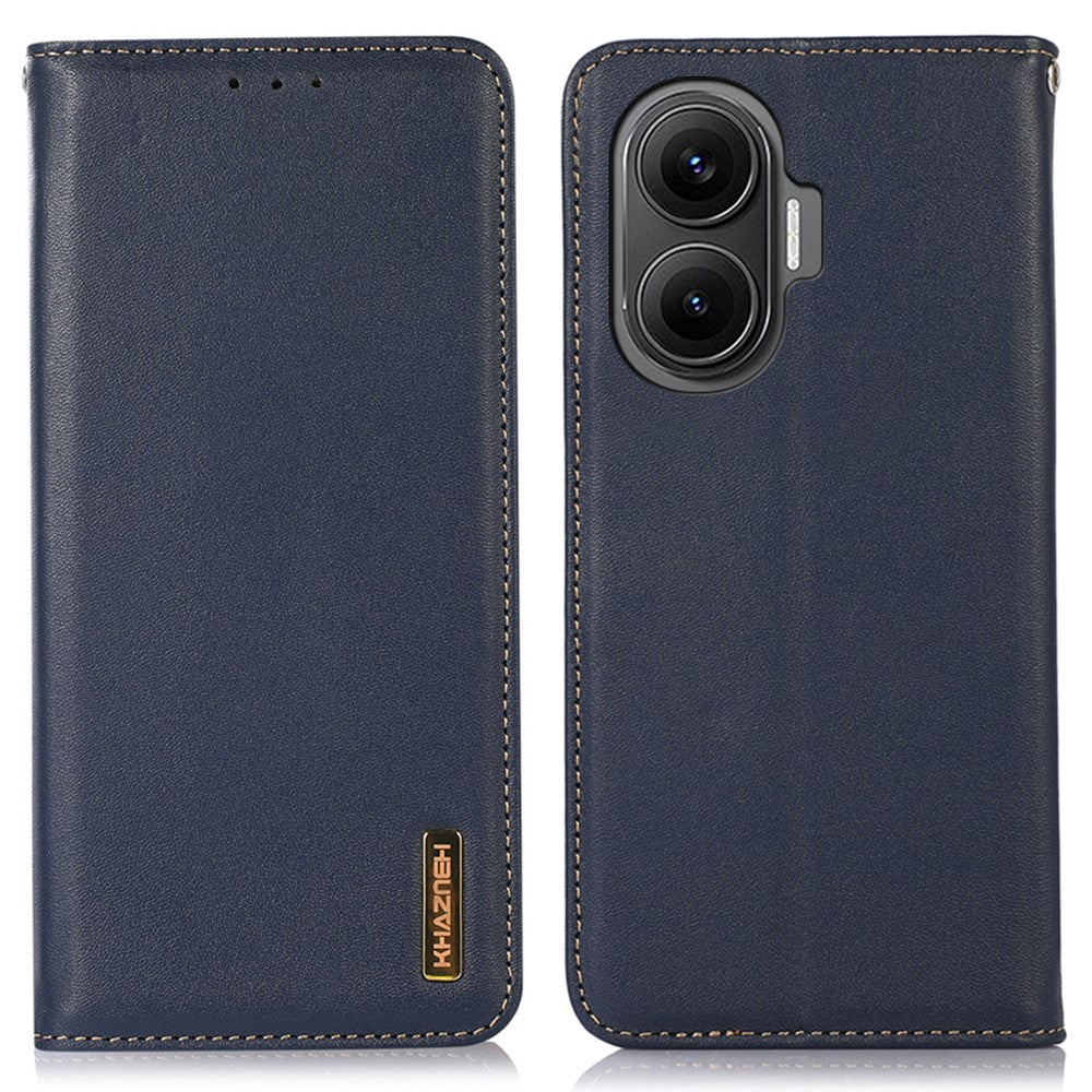 KHAZNEH For Xiaomi Poco F7 5G / Redmi Turbo 4 Pro 5G Case Wallet Genuine Cow Leather Phone Cover Nappa Texture