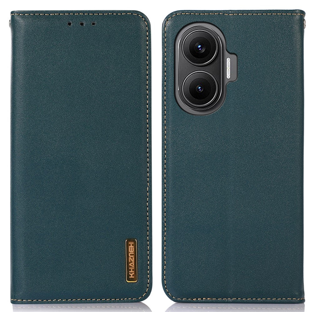 KHAZNEH For Xiaomi Poco F7 5G / Redmi Turbo 4 Pro 5G Case Wallet Genuine Cow Leather Phone Cover Nappa Texture