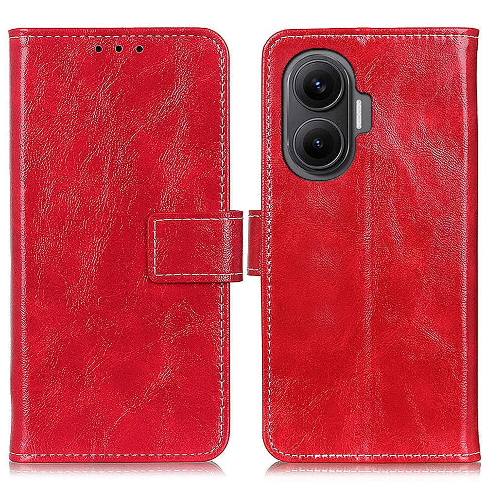 For Xiaomi Poco F7 5G / Redmi Turbo 4 Pro 5G Case Wallet Leather Phone Cover Crazy Horse Texture