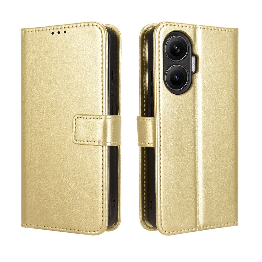 For Xiaomi Redmi Turbo 4 Pro 5G / Poco F7 5G PU Leather Case with Strap Crazy Horse Texture Phone Wallet Cover
