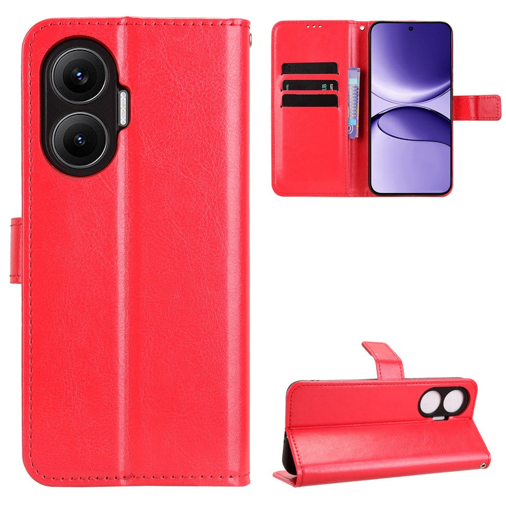 For Xiaomi Redmi Turbo 4 Pro 5G / Poco F7 5G PU Leather Case with Strap Crazy Horse Texture Phone Wallet Cover