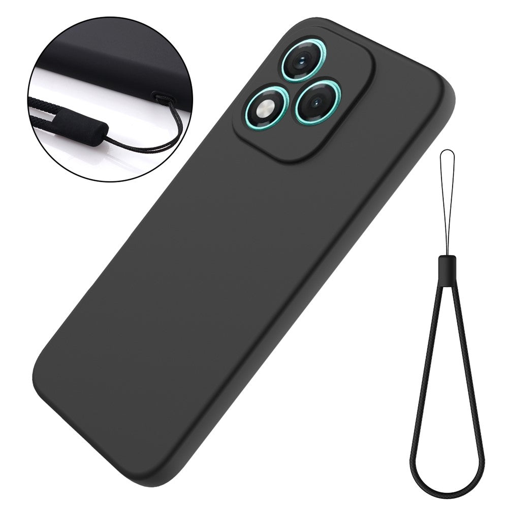 For Honor 400 Lite 5G Liquid Silicone Case Phone Back Cover with Hand Strap