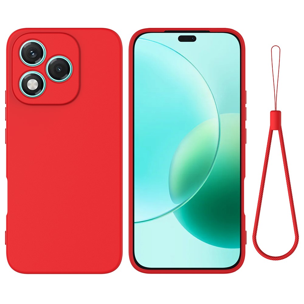 For Honor 400 Lite 5G Liquid Silicone Case Phone Back Cover with Hand Strap