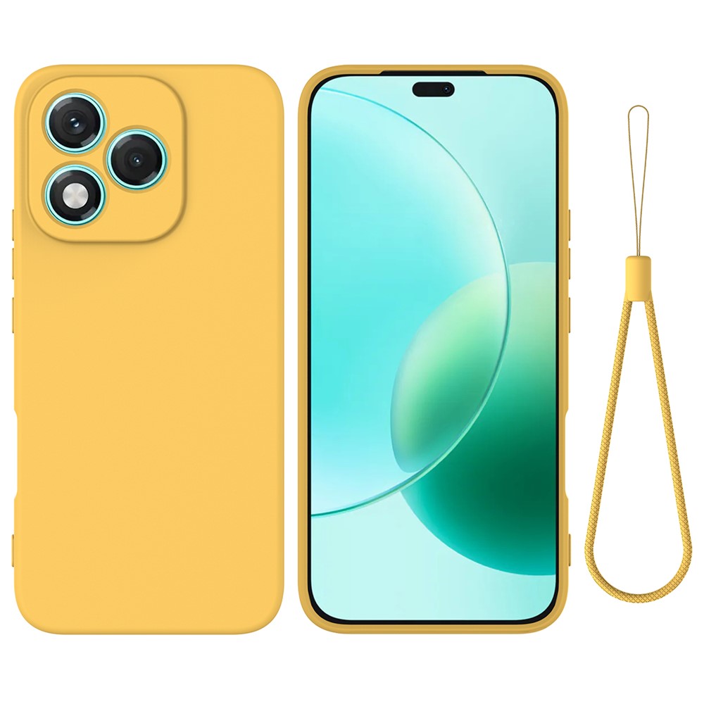 For Honor 400 Lite 5G Liquid Silicone Case Phone Back Cover with Hand Strap