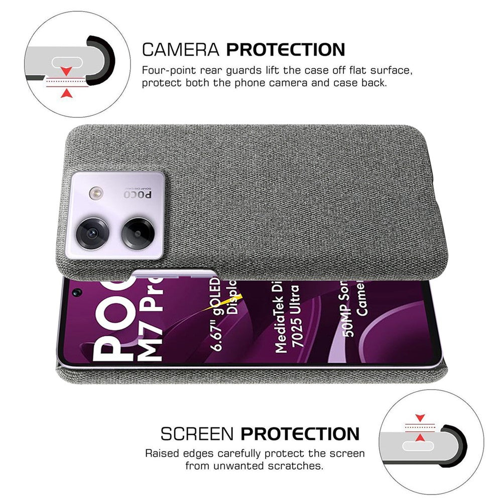 For Xiaomi Poco M7 Pro 5G Phone Case Cloth Texture Anti-Scratch Protective PC Back Cover