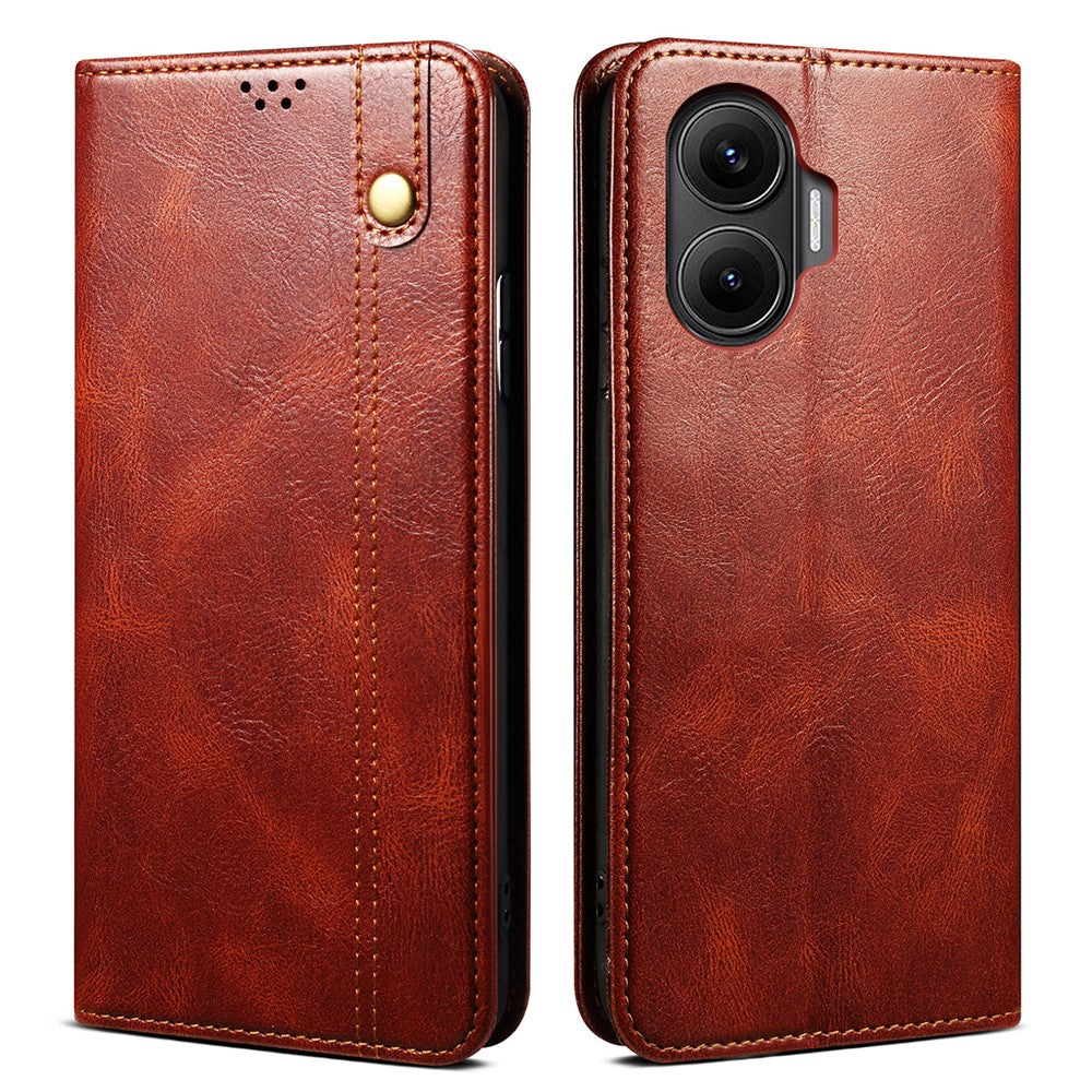 For Xiaomi Poco F7 5G / Redmi Turbo 4 Pro 5G Case Crazy Horse Texture Waxy Leather Wallet Stand Phone Cover