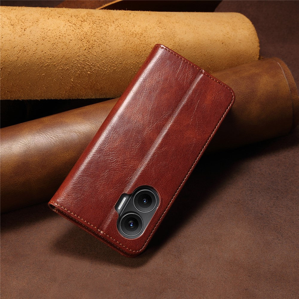 For Xiaomi Poco F7 5G / Redmi Turbo 4 Pro 5G Case Crazy Horse Texture Waxy Leather Wallet Stand Phone Cover
