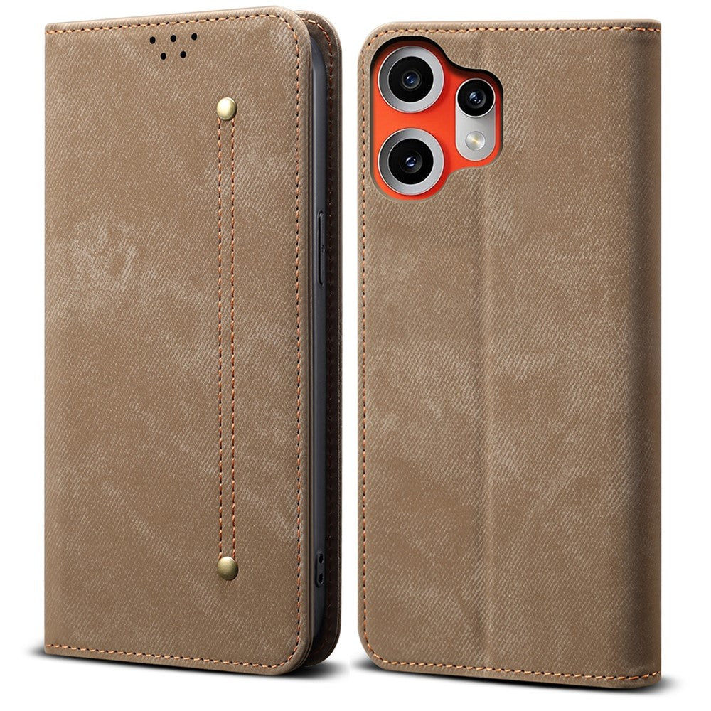 Nothing CMF Phone 2 Pro Handyhülle – Mit Jeansstoff-Textur, PU-Leder, Standfunktion, magnetischer Automatikverschluss, Rundumschutz, mit Brieftasche