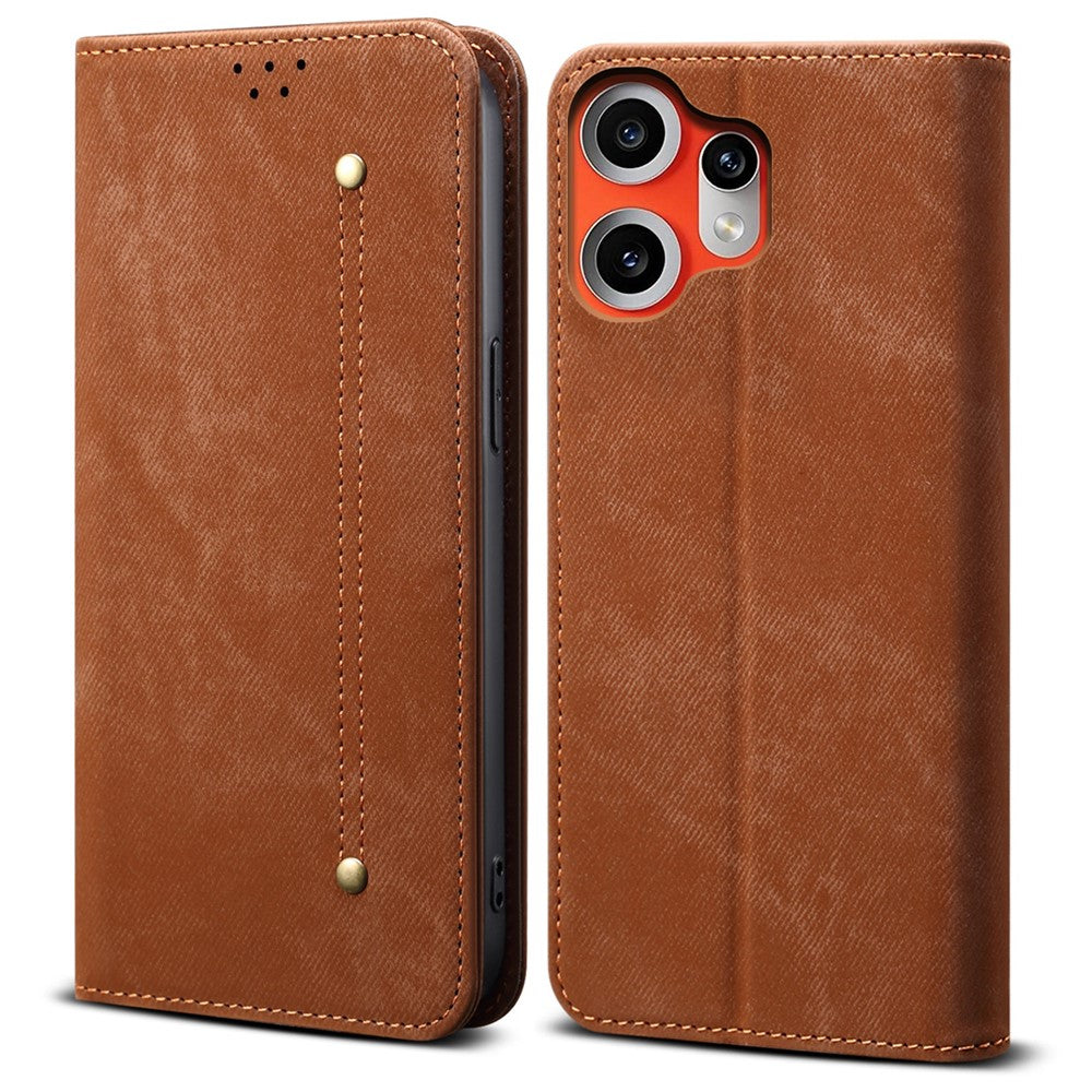Nothing CMF Phone 2 Pro Handyhülle – Mit Jeansstoff-Textur, PU-Leder, Standfunktion, magnetischer Automatikverschluss, Rundumschutz, mit Brieftasche