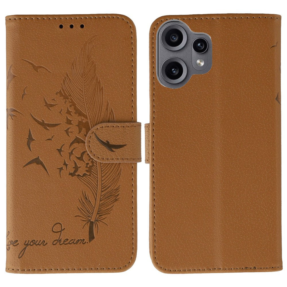 Nothing CMF Phone 2 Pro Wallet-Handyhülle – Mit Federmuster, aus PU-Leder