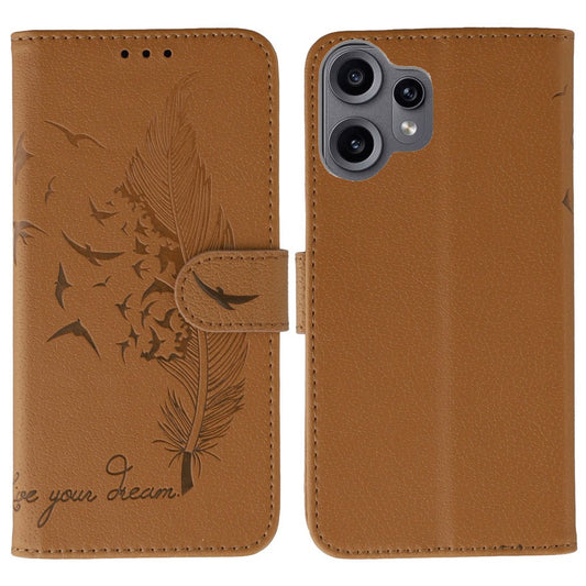 Nothing CMF Phone 2 Pro Wallet-Handyhülle – Mit Federmuster, aus PU-Leder