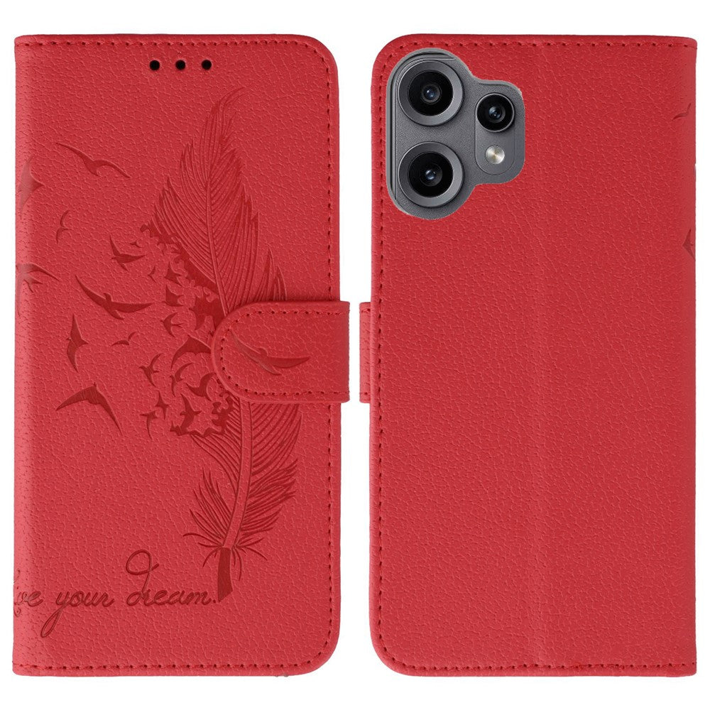 Nothing CMF Phone 2 Pro Wallet-Handyhülle – Mit Federmuster, aus PU-Leder