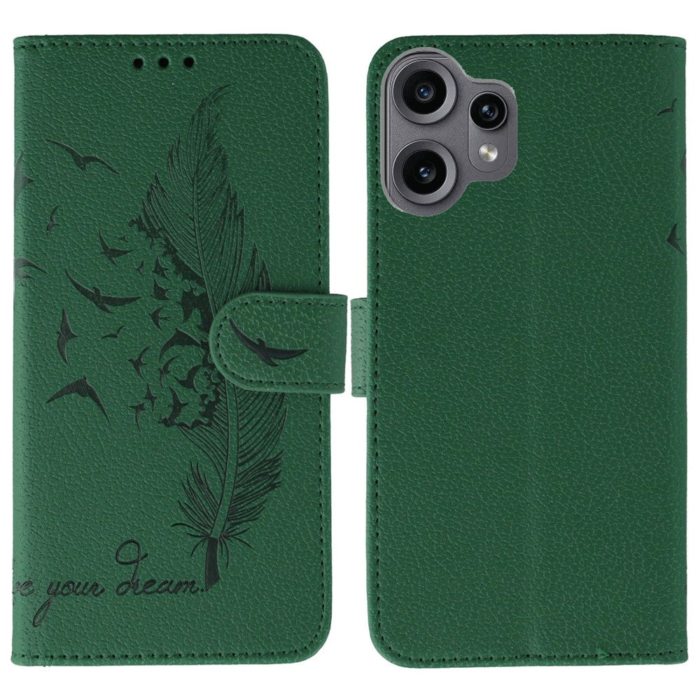 Nothing CMF Phone 2 Pro Wallet-Handyhülle – Mit Federmuster, aus PU-Leder