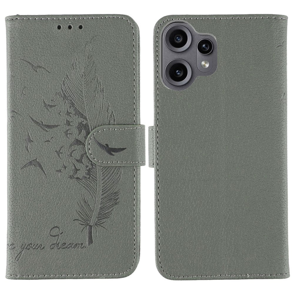 Nothing CMF Phone 2 Pro Wallet-Handyhülle – Mit Federmuster, aus PU-Leder