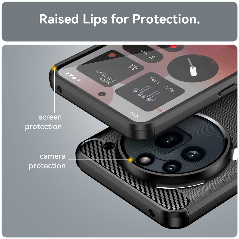 For Nothing Phone (3a) Pro Case Protective Phone Cover Carbon Fiber Texture Brushed