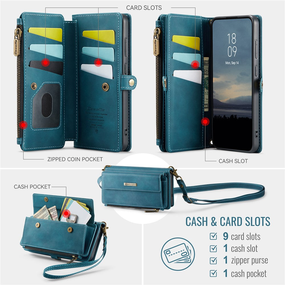 Galaxy S25 Edge Wallet-Hülle – Mit RFID-blockierende Reißverschluss-Brieftasche, Ständer & Riemen